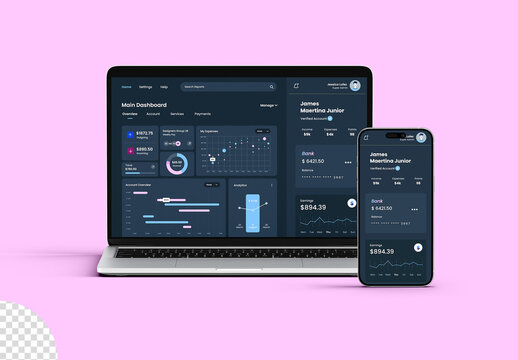 Laptop And Phone Mockup Responsive Screen Website Interface App Web Design Presentation