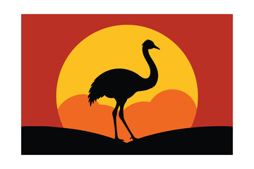 ostrich silhouette in the sunset