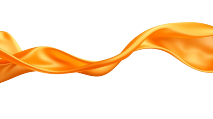 Orange silk cloth flying isolated on transparent background
