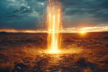 Fiery celestial phenomenon erupting from the earth.