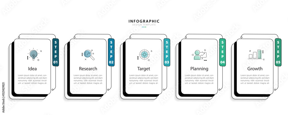 Poster timeline creator infographic template. 5 step timeline journey, calendar flat simple infographics de