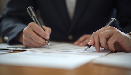 Naklejka premium Signing Important Documents Two People Working Together on Legal Agreement