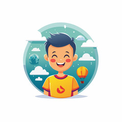 Vector logo design template and graphic element for advertising, branding, posters and banners, funny cartoon illustration with smiling characters and mascots, friends