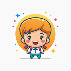 Vector logo design template and graphic element for advertising, branding, posters and banners, funny cartoon illustration with smiling characters and mascots, friends