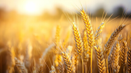 Fototapeta premium Golden Wheat Field At Sunset