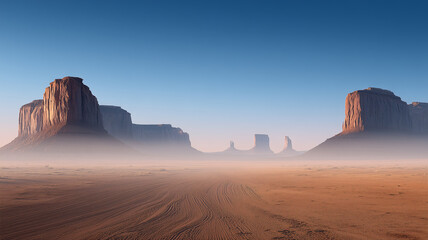 Naklejka premium open space in the valley and field sand road