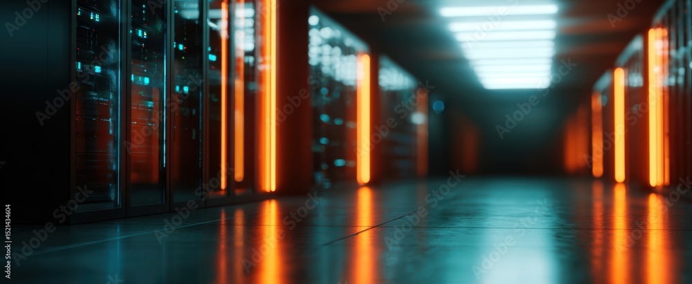 Aufkleber the illuminated data center with sleek servers in a futuristic design
