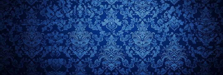 Elegant Ornate Antique Backdrop Decor Featuring Navy Blue Tapestry Style with Complex Textures