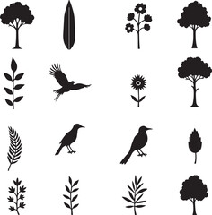 Nature Pattern & Elements Vector Pack - Minimalist Botanical Collection