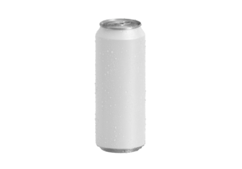 White 330ml Aluminum soda can with water drops, transparent background