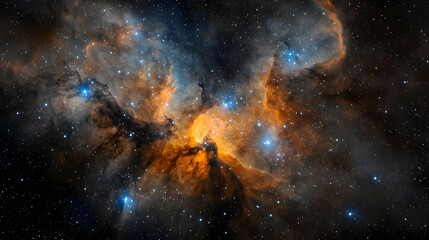 Obraz premium Colorful Deep Space Nebula With Star Clusters