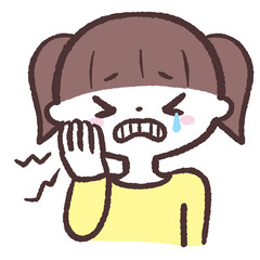 歯が痛い女の子のイラスト