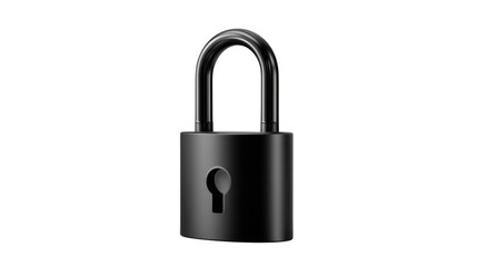 Naklejka premium Secure in Silhouette: A stark silhouette of a black padlock, symbolizing protection and security, stands isolated, emphasizing strength and confidentiality.