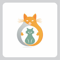 Vector logo design template for pet shops, veterinary clinics and homeless animals shelters -cat, dog and bird - friendly pets - badge for websites