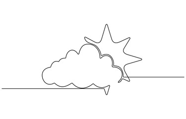 Playful Line Illustration for Weather, Weather Thin Line Icon On A Transparent Background. Cloud Continuous Line Drawing.