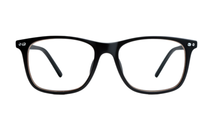 Stylish Eyeglasses: Classic black eyeglasses, epitomizing modern fashion and intellectual charm, stand alone with a touch of elegance and sophistication.