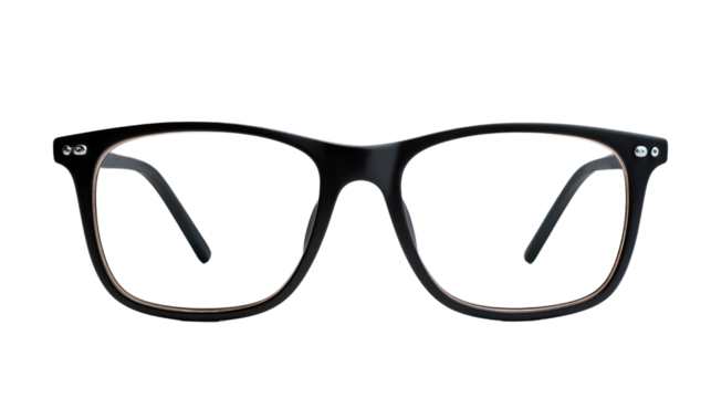 Stylish Eyeglasses: Classic black eyeglasses, epitomizing modern fashion and intellectual charm, stand alone with a touch of elegance and sophistication.
