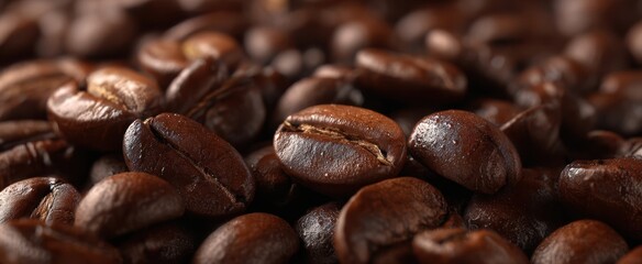 Fototapeta premium The rich aroma of freshly roasted coffee beans in focus.