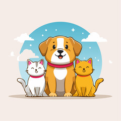 Vector logo design template and graphic elements for advertising, branding, posters and banners, funny cartoon illustrations with smiling character and mascot, abstract stickers and line icons