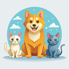 Vector logo design template and graphic elements for advertising, branding, posters and banners, funny cartoon illustrations with smiling character and mascot, abstract stickers and line icons