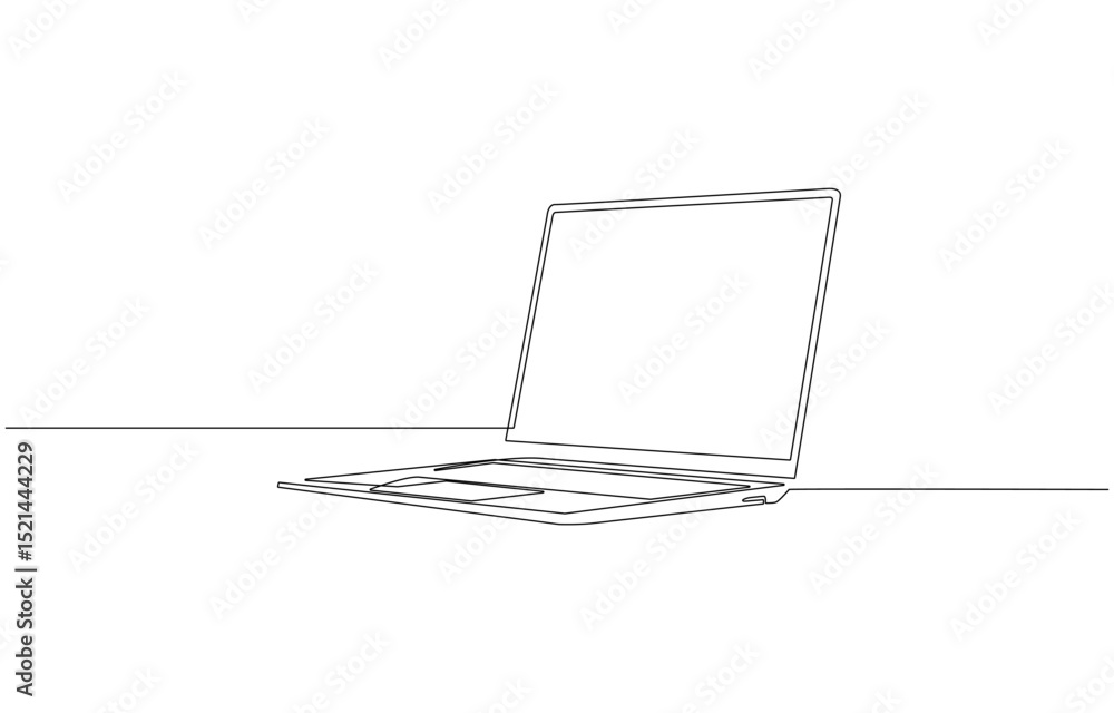 Poster continuous line drawing of a computer monitor. linear background of laptop sign. continuous line dra