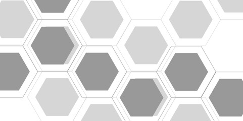 Obraz premium Abstract clean, modern geometric background composed of interlocking hexagonal shapes in varying shades of gray. Light to dark, giving a three-dimensional, layered. Minimalistic with sharp, crisp lin