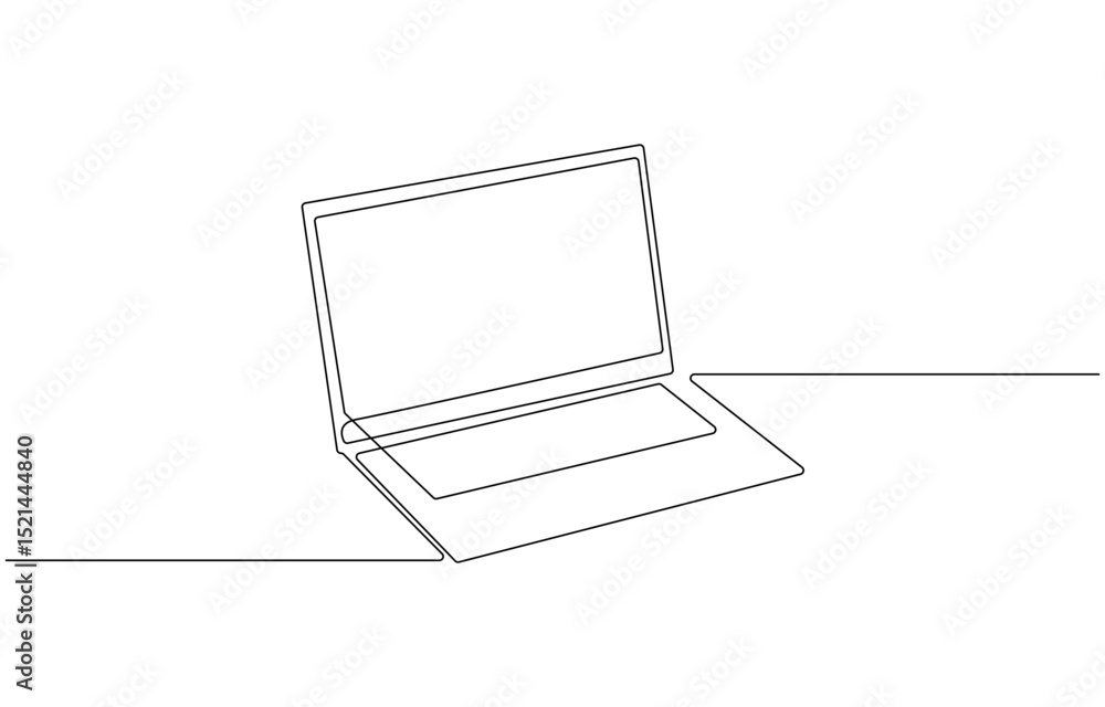 Poster continuous line drawing of a computer monitor. linear background of laptop sign. continuous line dra