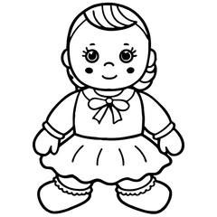 Obraz premium Sweet little girl doll in a white dress, a joyful Christmas decoration and holiday toy figurine for children's celebration and fun