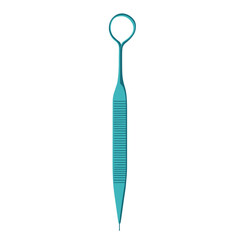 Teal Dental Explorer Tool with Loop Handle on White Background for Oral Examination and Precision Hygiene