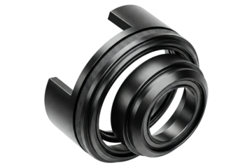 Durable black bearing for smooth mechanical operation isolated on a transparent background