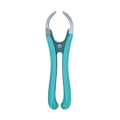 Teal Extraction Forceps Tool with Metal Jaws for Dental Procedures on White Background