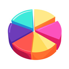 Fototapeta premium Vibrant Multi Colored Pie Chart Displaying Data Segments on White Background