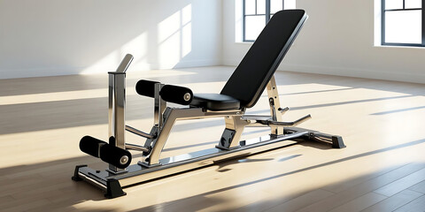 Modern Fitness Bench in Sunlit Gym Interior

