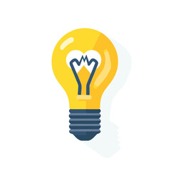 Yellow Lightbulb Icon on White Background Representing Idea and Innovation for Business Creativity Concept