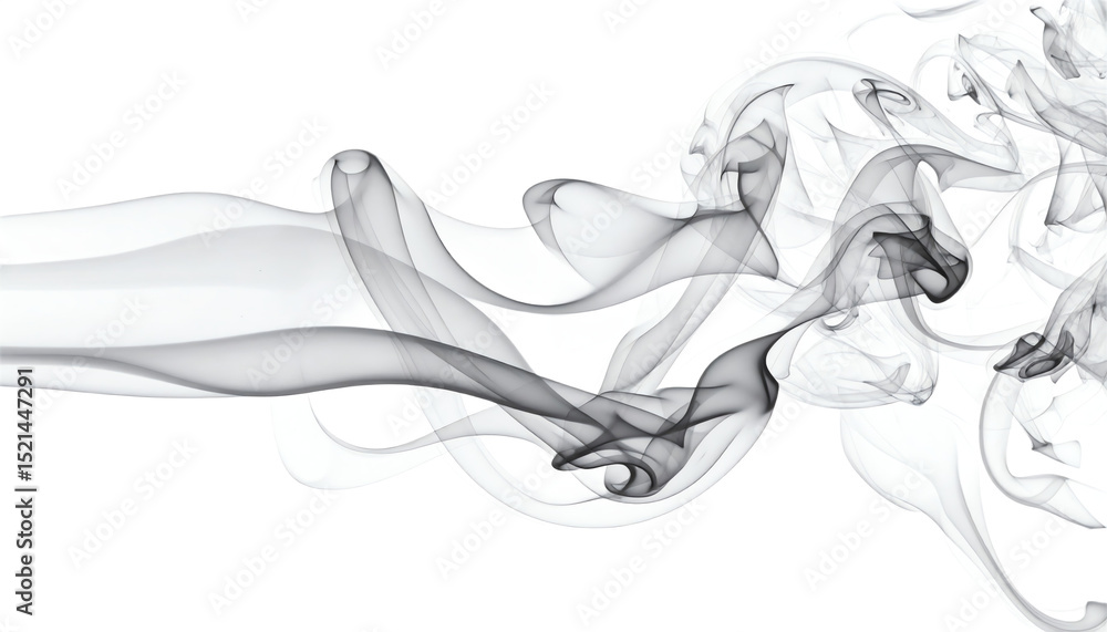 Poster delicate swirling smoke forms graceful patterns in shades of gray, creating a sense of movement and 