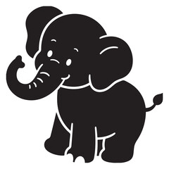 Cute baby elephant cartoon vector illustration in gray with trunk and large ears in fun wildlife clipart style