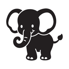 Cute baby elephant cartoon with big ears and trunk in a fun wildlife illustration