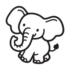 Cute cartoon elephant vector illustration with fun animal characters
