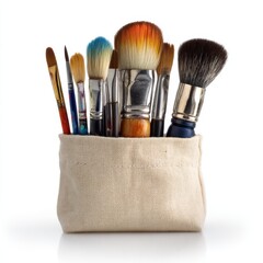 Artist's brush roll isolated on clean white background