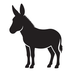 Donkey vector illustration standing isolated on white background farm animal cartoon silhouette 