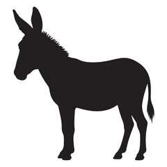 Donkey vector illustration standing isolated on white background farm animal cartoon silhouette