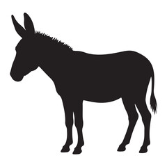 donkey silhouette isolated on white backraund