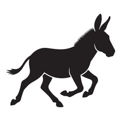 Silhouette of a cute donkey vector illustration with farm and wildlife animals