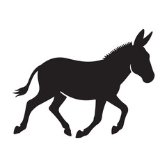 running style donkey silhoutte in white backraund