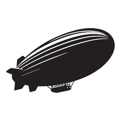 Obraz premium Airship Blimp silhouette cruising the clouds – Blimp illustration – Minimalist Blimp vector – Vehicle silhouette