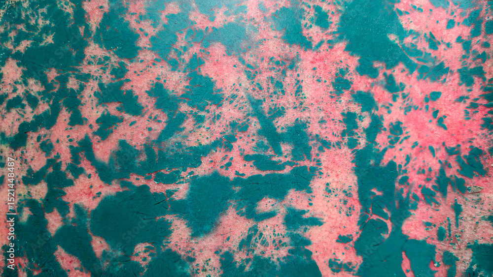 Poster soft pink merging with turquoise, generating fluid abstract textures. gradient blending creating dyn