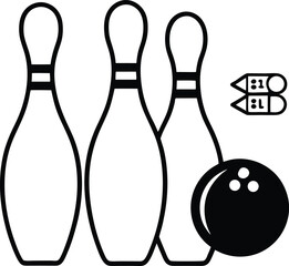 Comparison of Ten Pin Five Pin and Candlepin Bowling Line art illustration