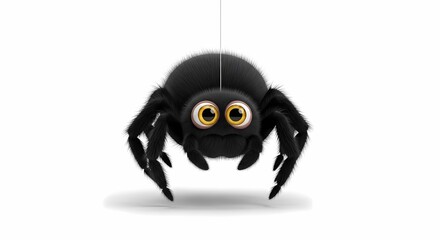 Adorable Cartoon Spider Hanging on a String Fun Halloween Illustration