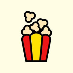 Illustration of a Popcorn Box with Yellow and Red Design