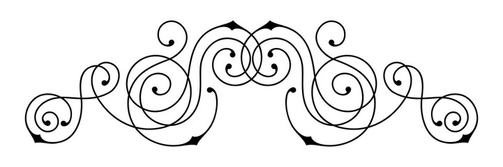 Line curl element. Modern decorative linear divider.